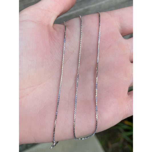 Vintage Solid 18k White Gold Box Chain Necklace - 17.75 inches