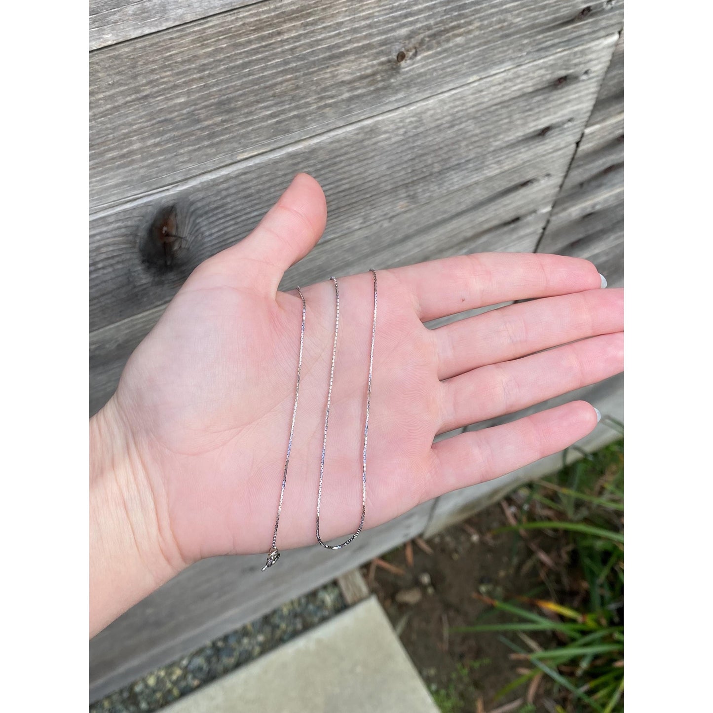 Vintage Solid 18k White Gold Box Chain Necklace - 17.75 inches