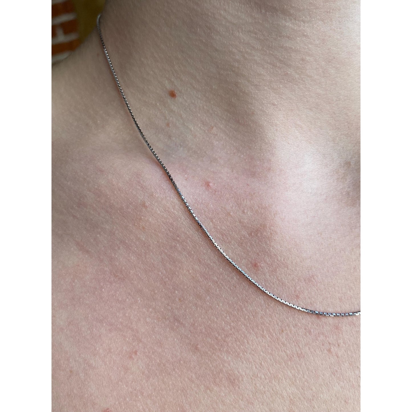 Vintage Solid 18k White Gold Box Chain Necklace - 17.75 inches