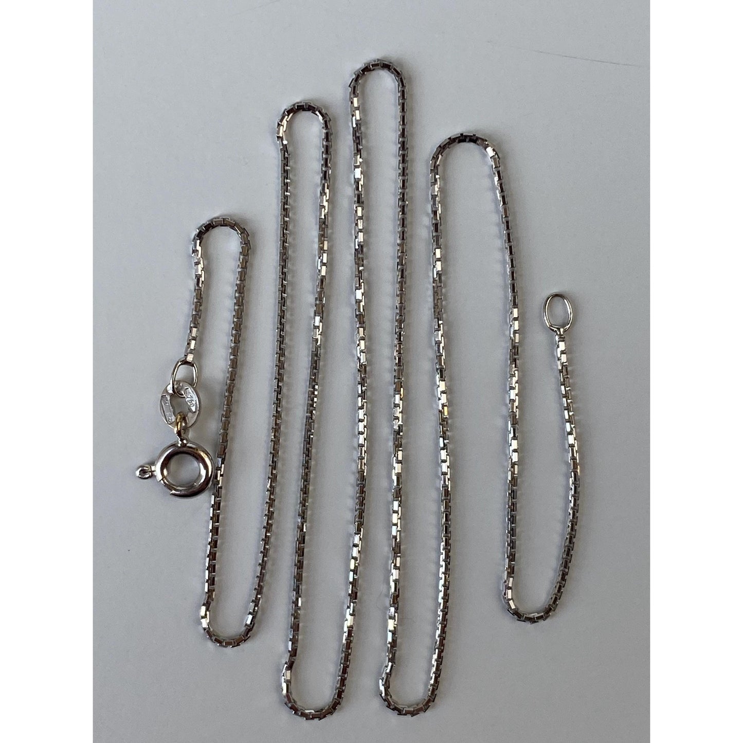 Vintage Solid 18k White Gold Box Chain Necklace - 17.75 inches