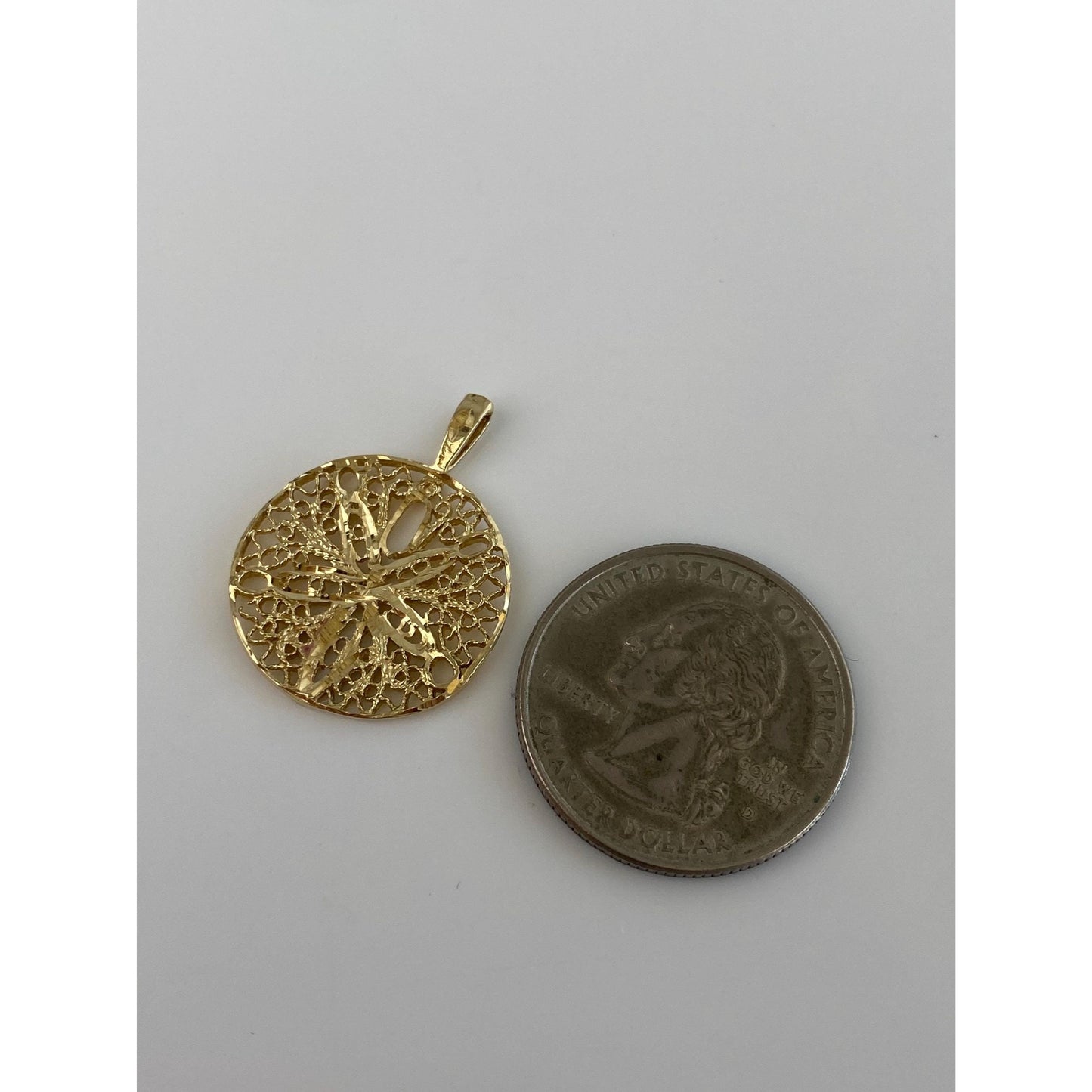 Vintage Solid 14k Yellow Gold Diamond Cut Charm