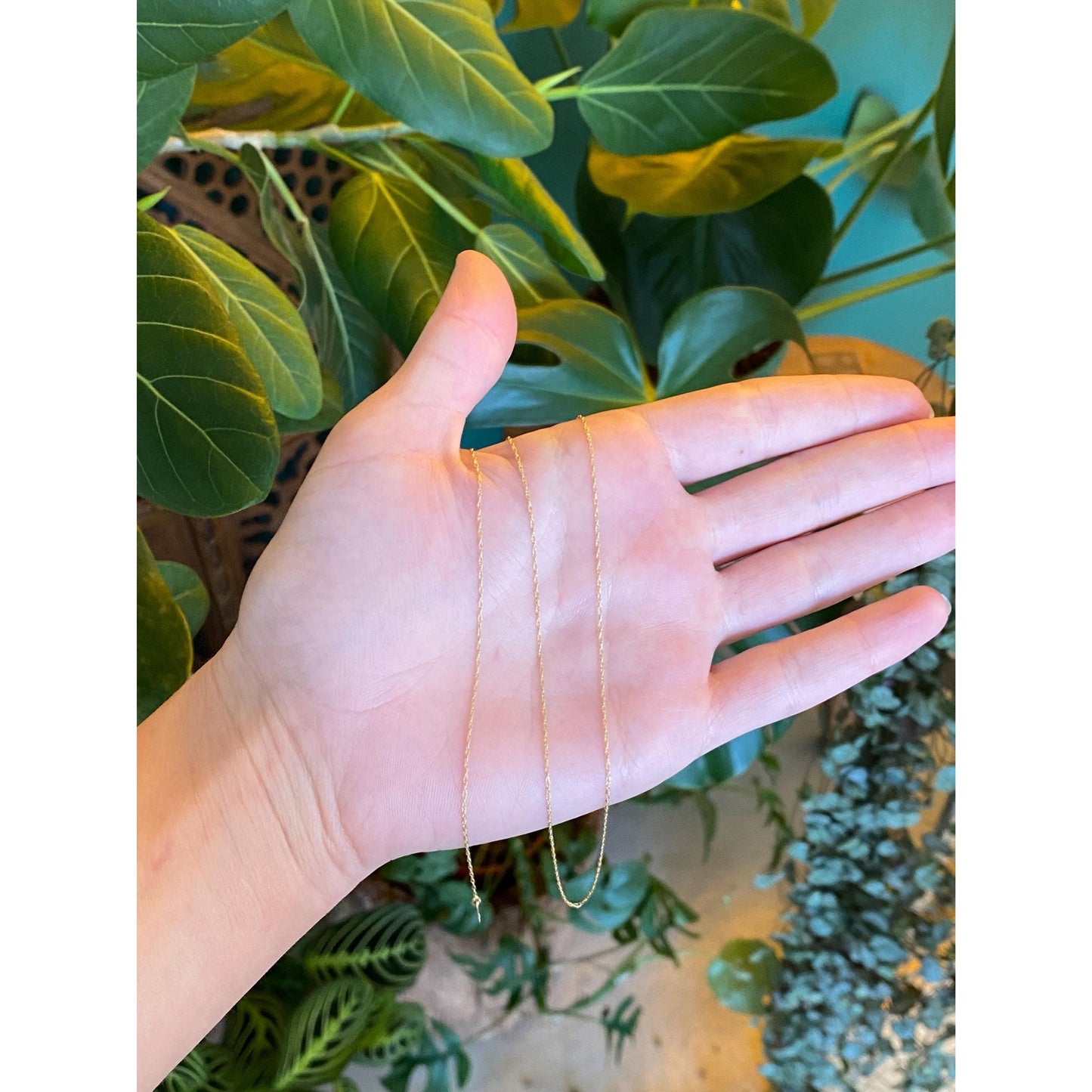 Vintage Solid 14k Yellow Gold Dainty Chain Necklace - 23 inches