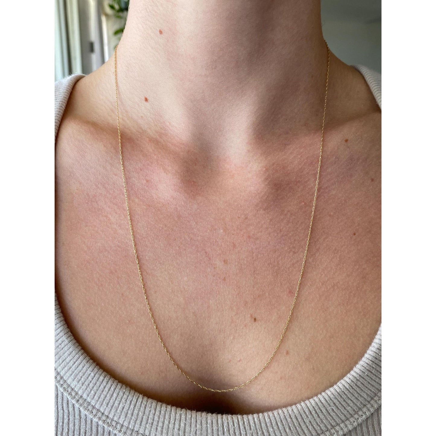 Vintage Solid 14k Yellow Gold Dainty Chain Necklace - 23 inches