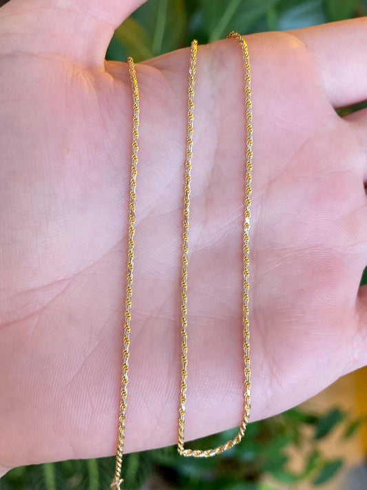 Vintage Solid 14k Yellow Gold Rope Style Chain Necklace - 17.75 inches
