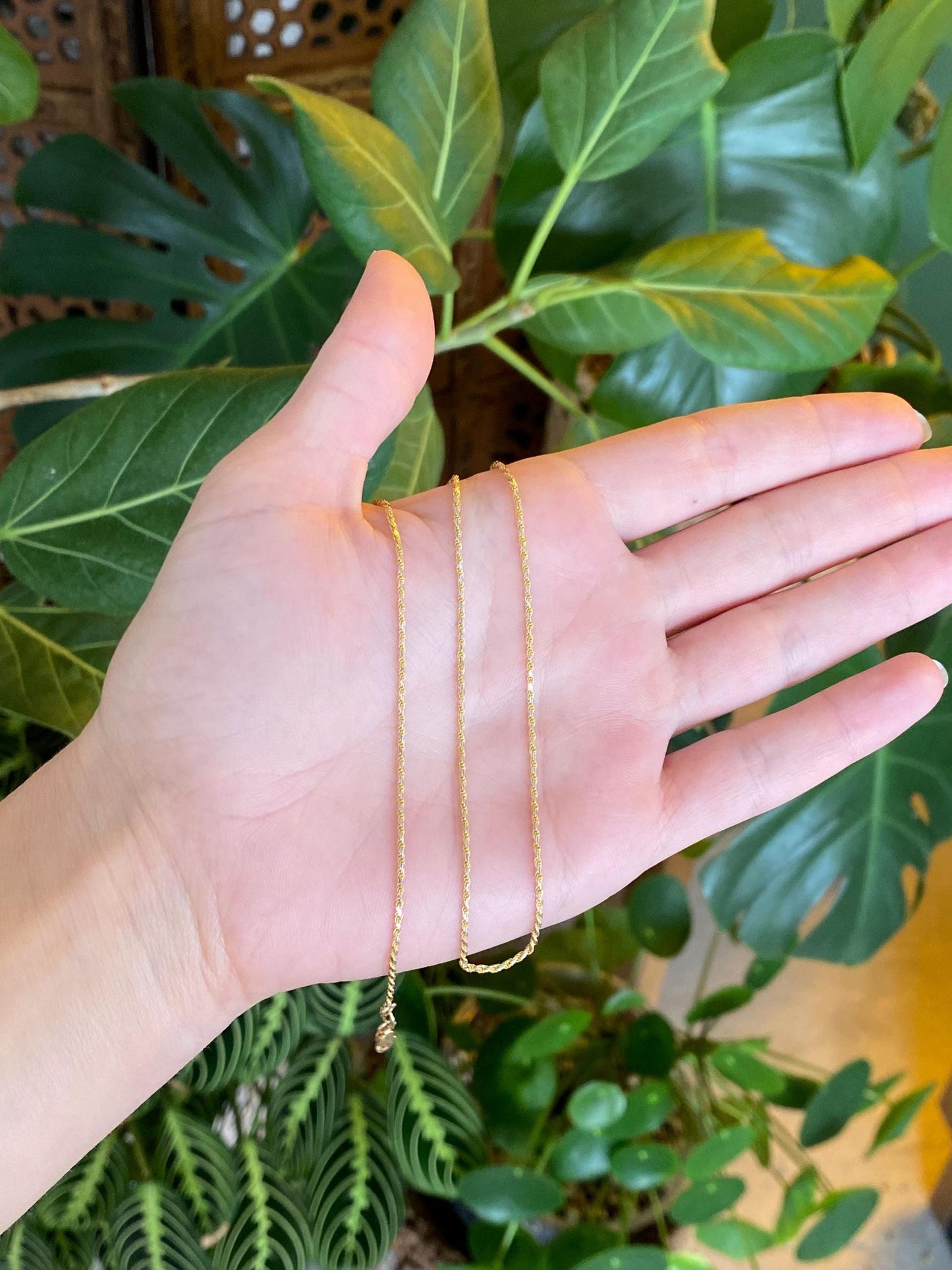 Vintage Solid 14k Yellow Gold Rope Style Chain Necklace - 17.75 inches