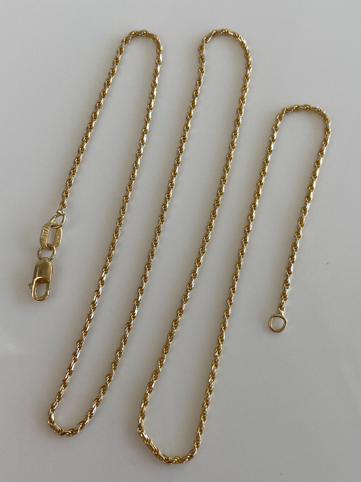 Vintage Solid 14k Yellow Gold Rope Style Chain Necklace - 17.75 inches