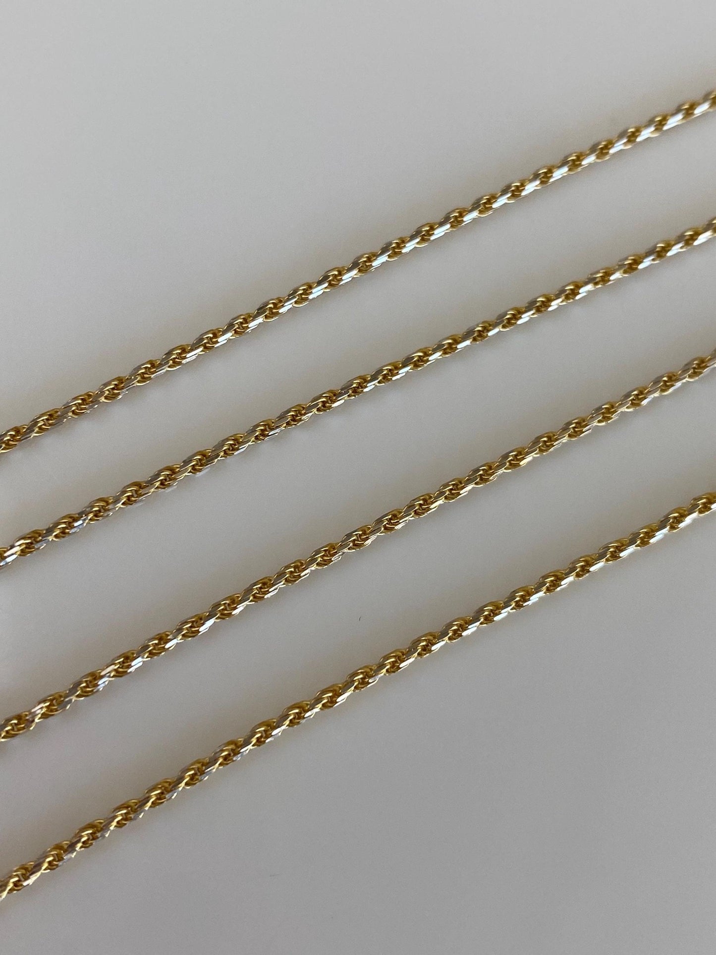 Vintage Solid 14k Yellow Gold Rope Style Chain Necklace - 17.75 inches