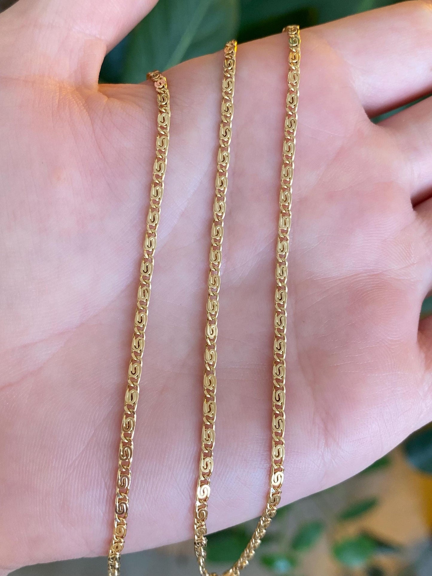 Vintage Solid 14k Yellow Gold Spiral Link Chain Necklace - 19.75 inches