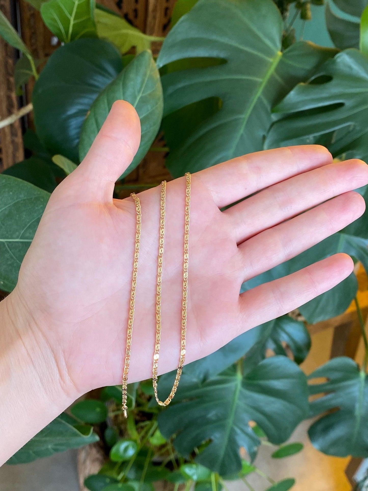 Vintage Solid 14k Yellow Gold Spiral Link Chain Necklace - 19.75 inches