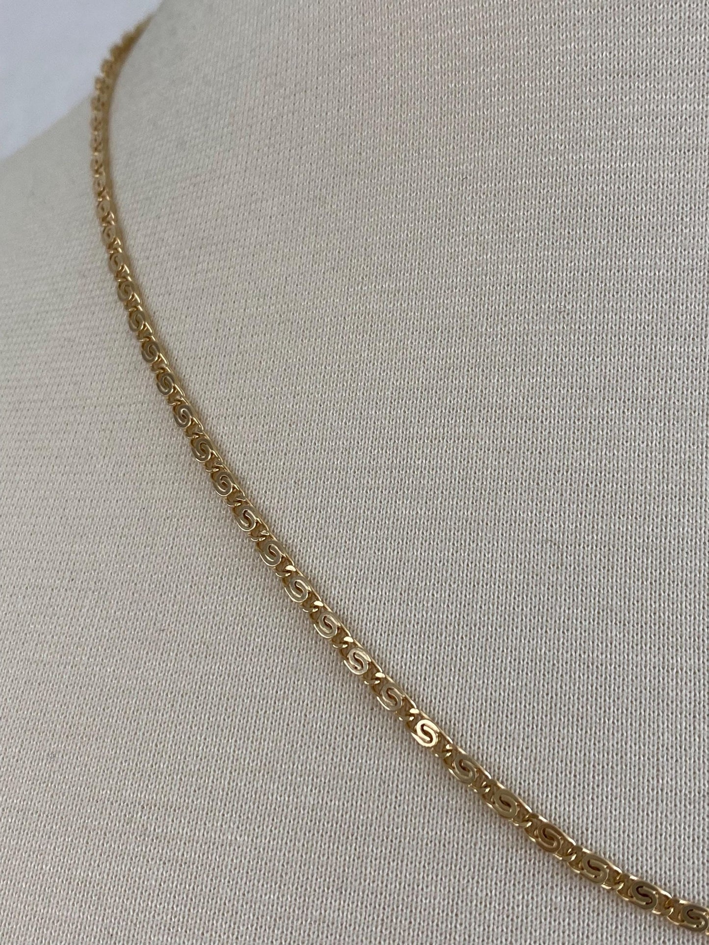 Vintage Solid 14k Yellow Gold Spiral Link Chain Necklace - 19.75 inches