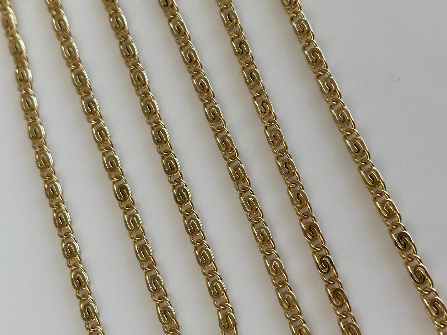 Vintage Solid 14k Yellow Gold Spiral Link Chain Necklace - 19.75 inches
