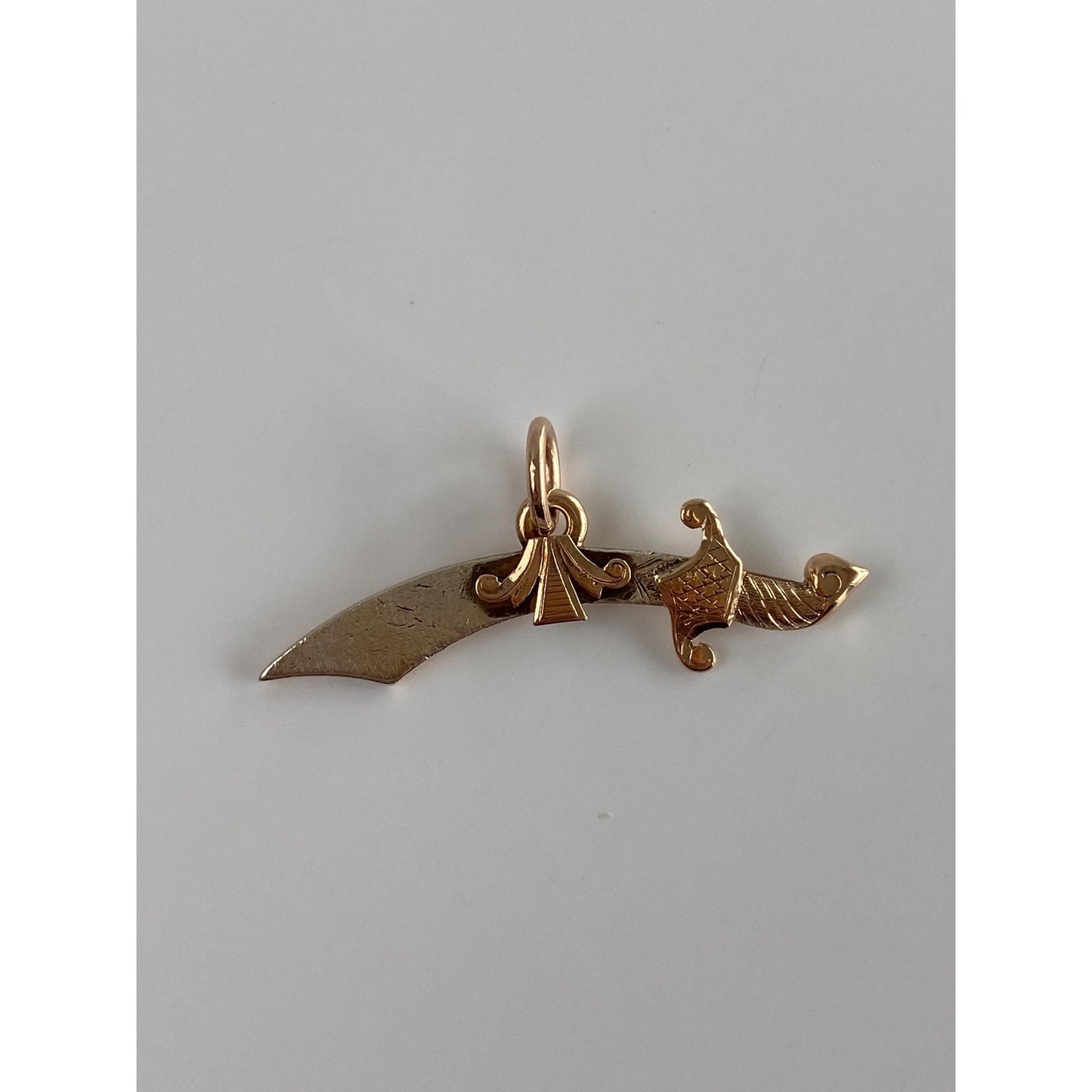 Vintage Solid 10k Rosey & White Gold Saber Sword Charm