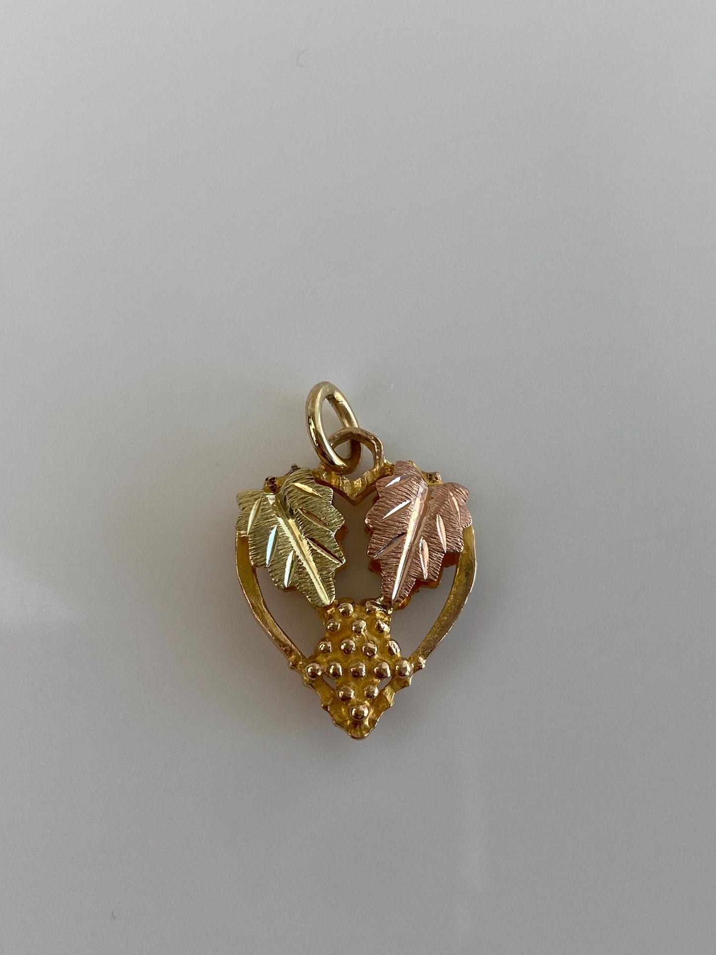 Vintage Solid 10k Black Hills Gold Grape Leaves Charm