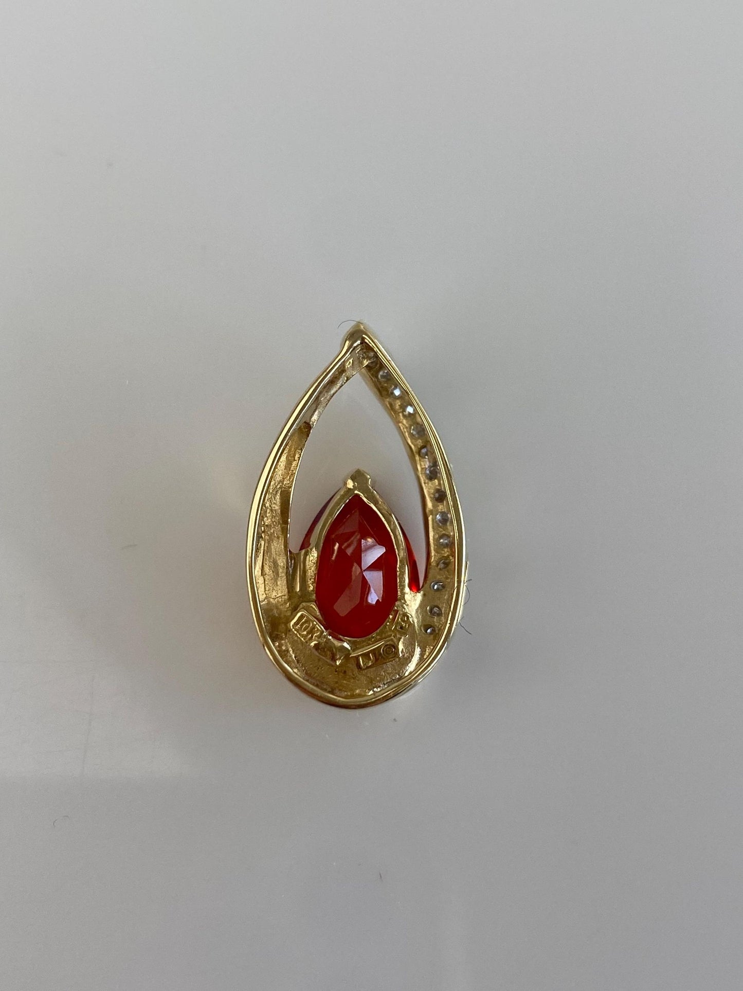 Vintage Solid 10k Yellow Gold Diamond Orange Sapphire Slide Charm