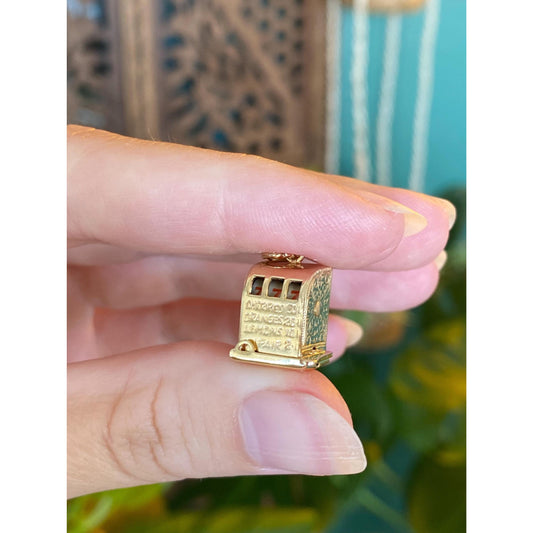 Vintage Solid 14k Yellow Gold Articulated Slot Machine Charm