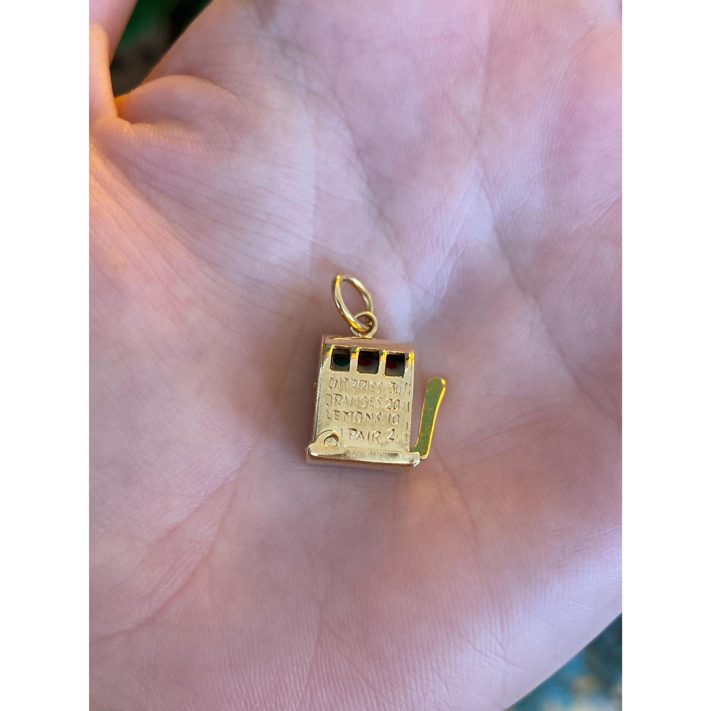 Vintage Solid 14k Yellow Gold Articulated Slot Machine Charm