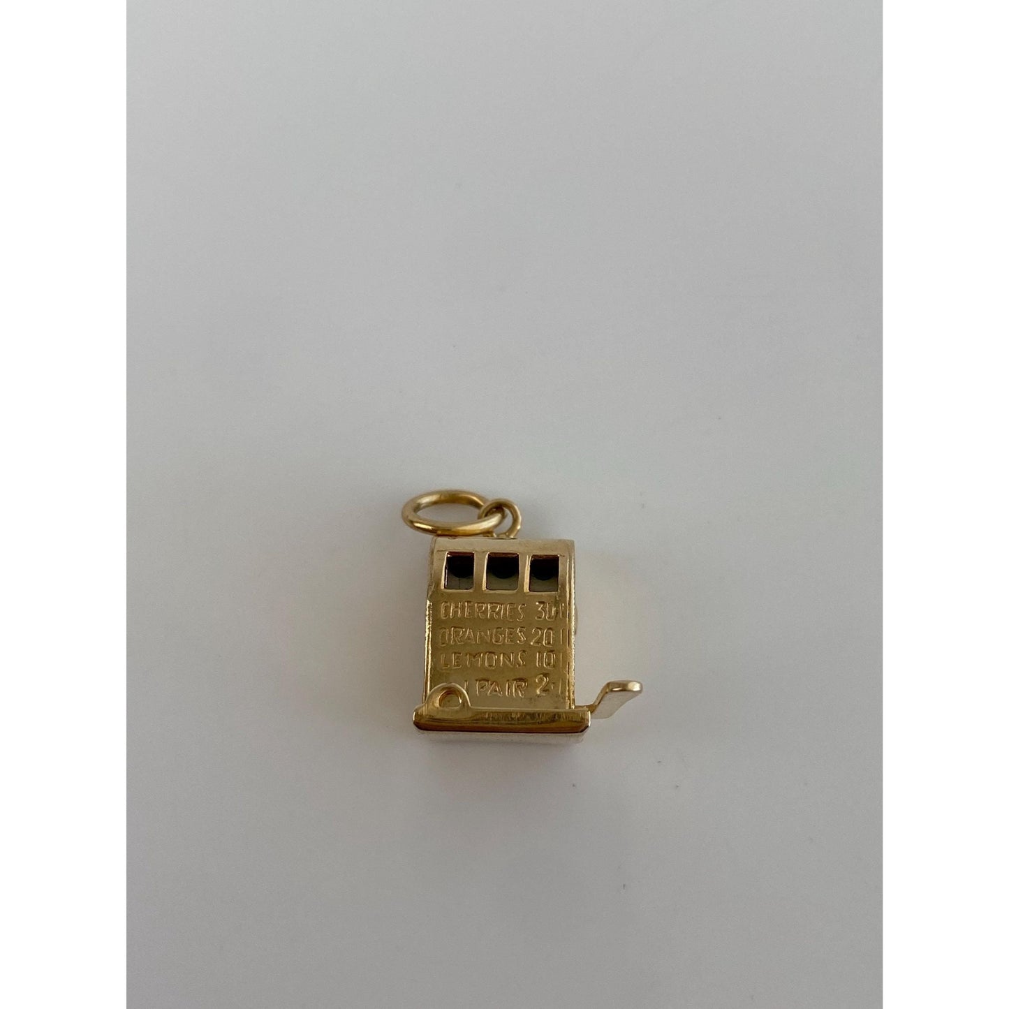 Vintage Solid 14k Yellow Gold Articulated Slot Machine Charm