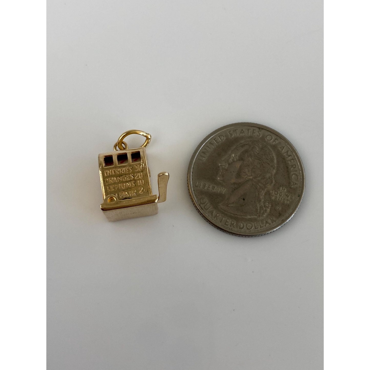 Vintage Solid 14k Yellow Gold Articulated Slot Machine Charm