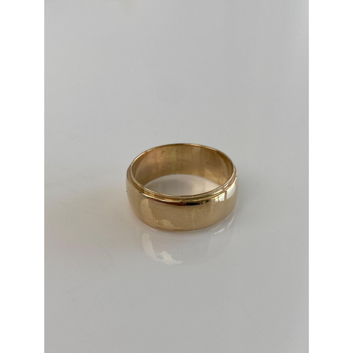 Vintage Solid 14k Yellow Gold Wide Lined Ring Band - Size 7.25