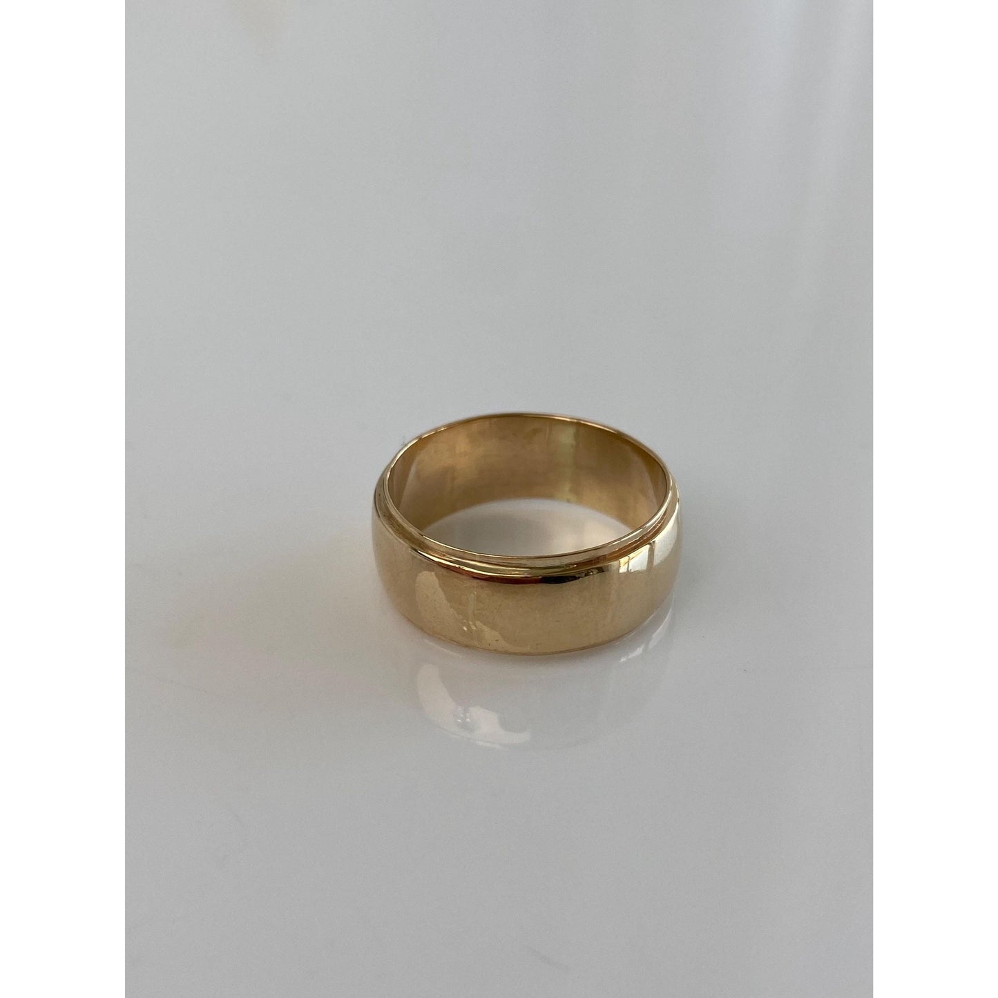 Vintage Solid 14k Yellow Gold Wide Lined Ring Band - Size 7.25