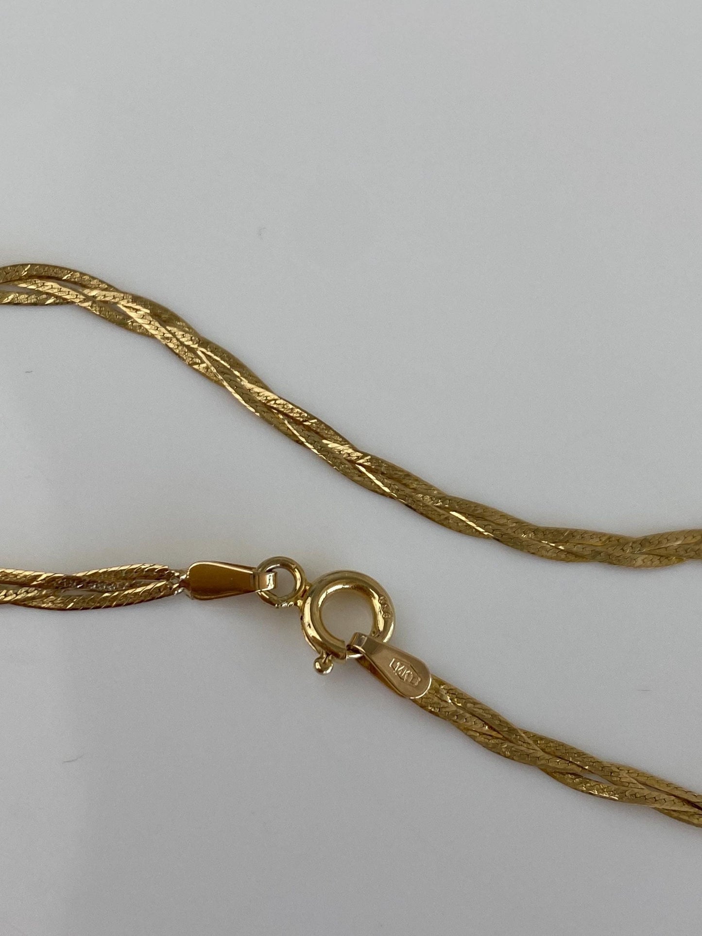 Vintage Solid 14k Yellow Gold Braided Flat Chain Bracelet - 7 inches
