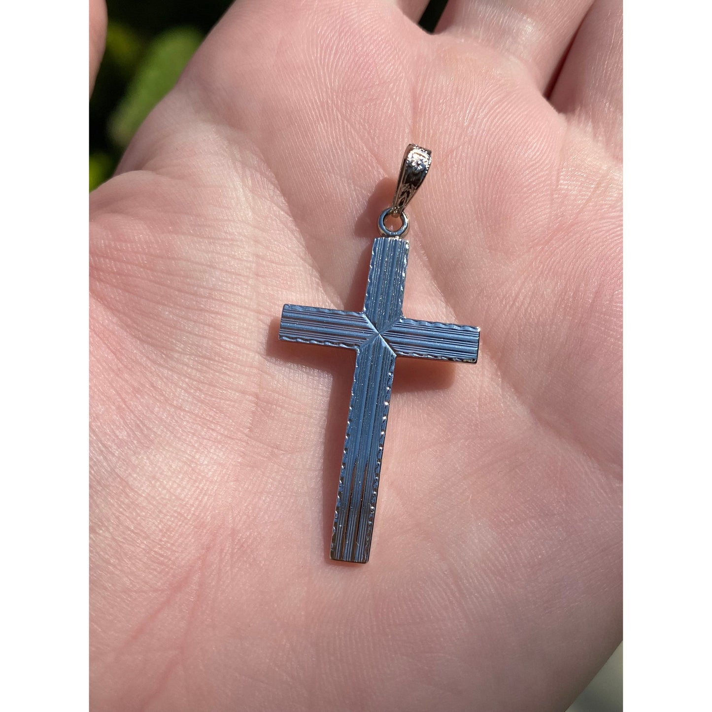 Vintage Solid 14k White Gold Cross Charm