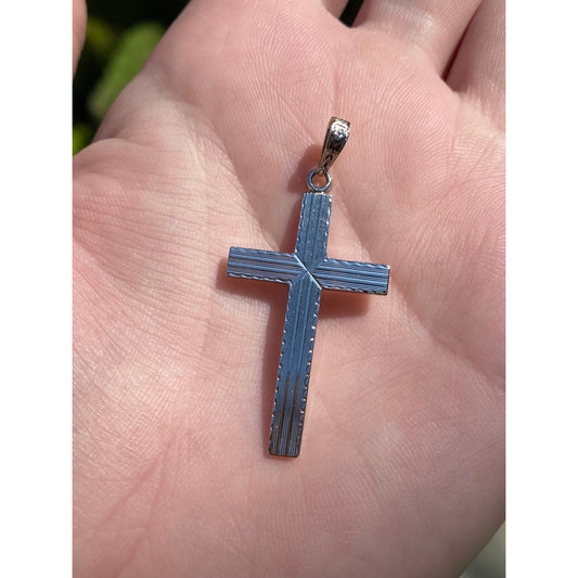 Vintage Solid 14k White Gold Cross Charm