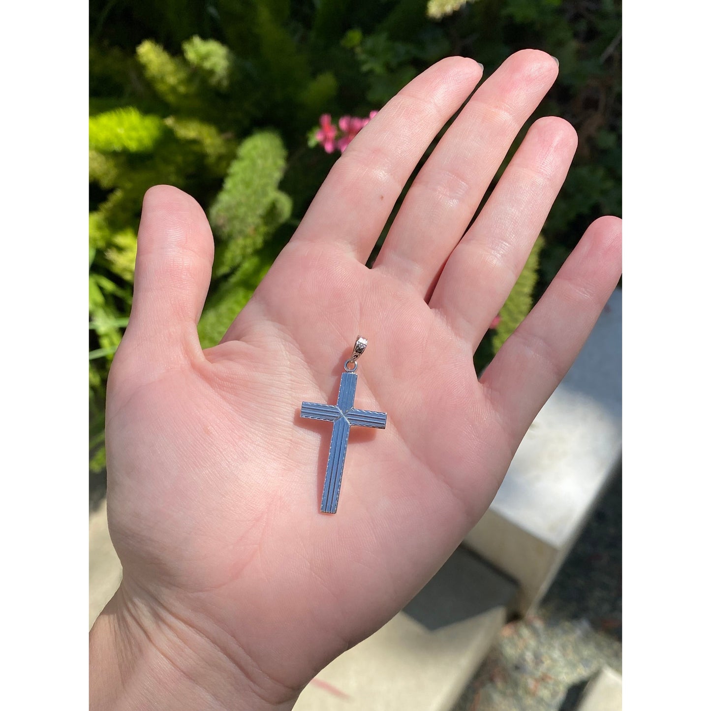 Vintage Solid 14k White Gold Cross Charm