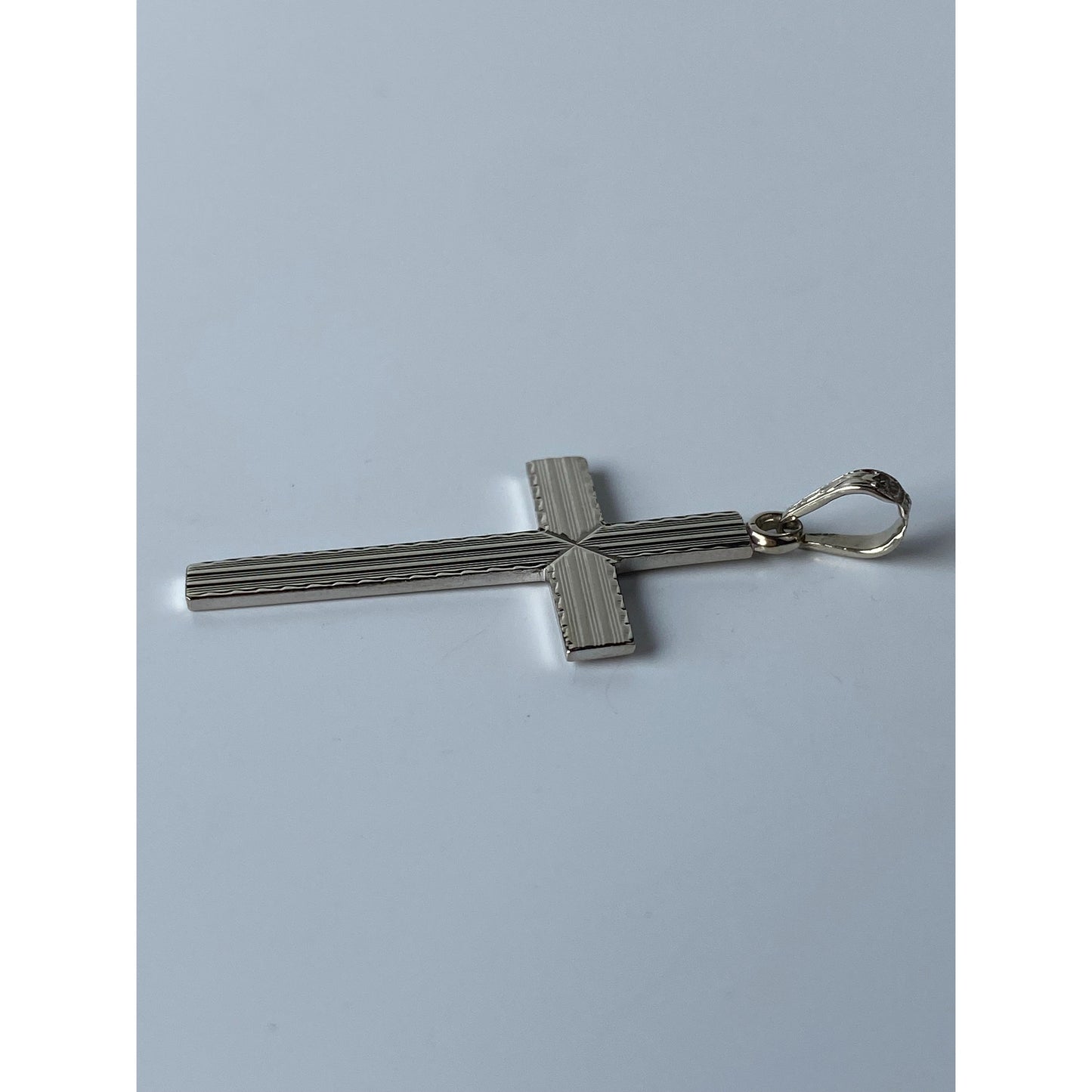 Vintage Solid 14k White Gold Cross Charm