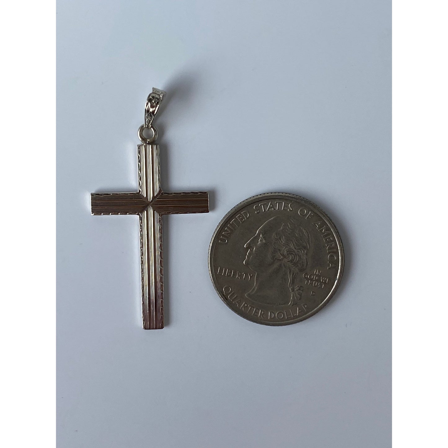 Vintage Solid 14k White Gold Cross Charm