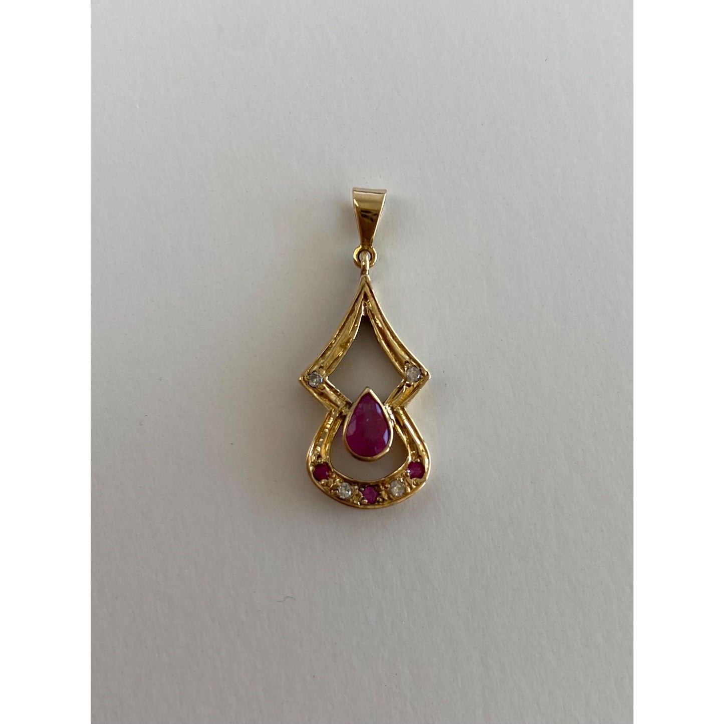 Vintage Solid 14k Yellow Gold Clear Sapphire Pink Spinel Charm