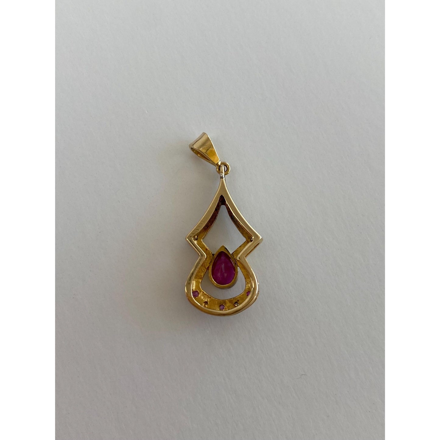Vintage Solid 14k Yellow Gold Clear Sapphire Pink Spinel Charm