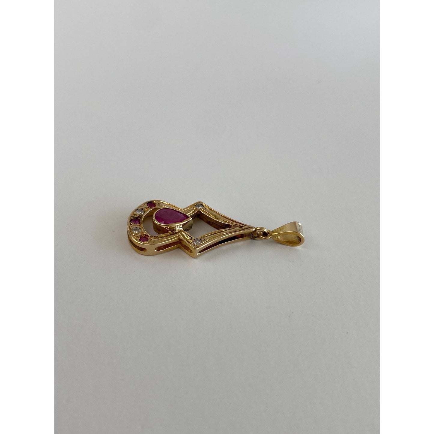 Vintage Solid 14k Yellow Gold Clear Sapphire Pink Spinel Charm