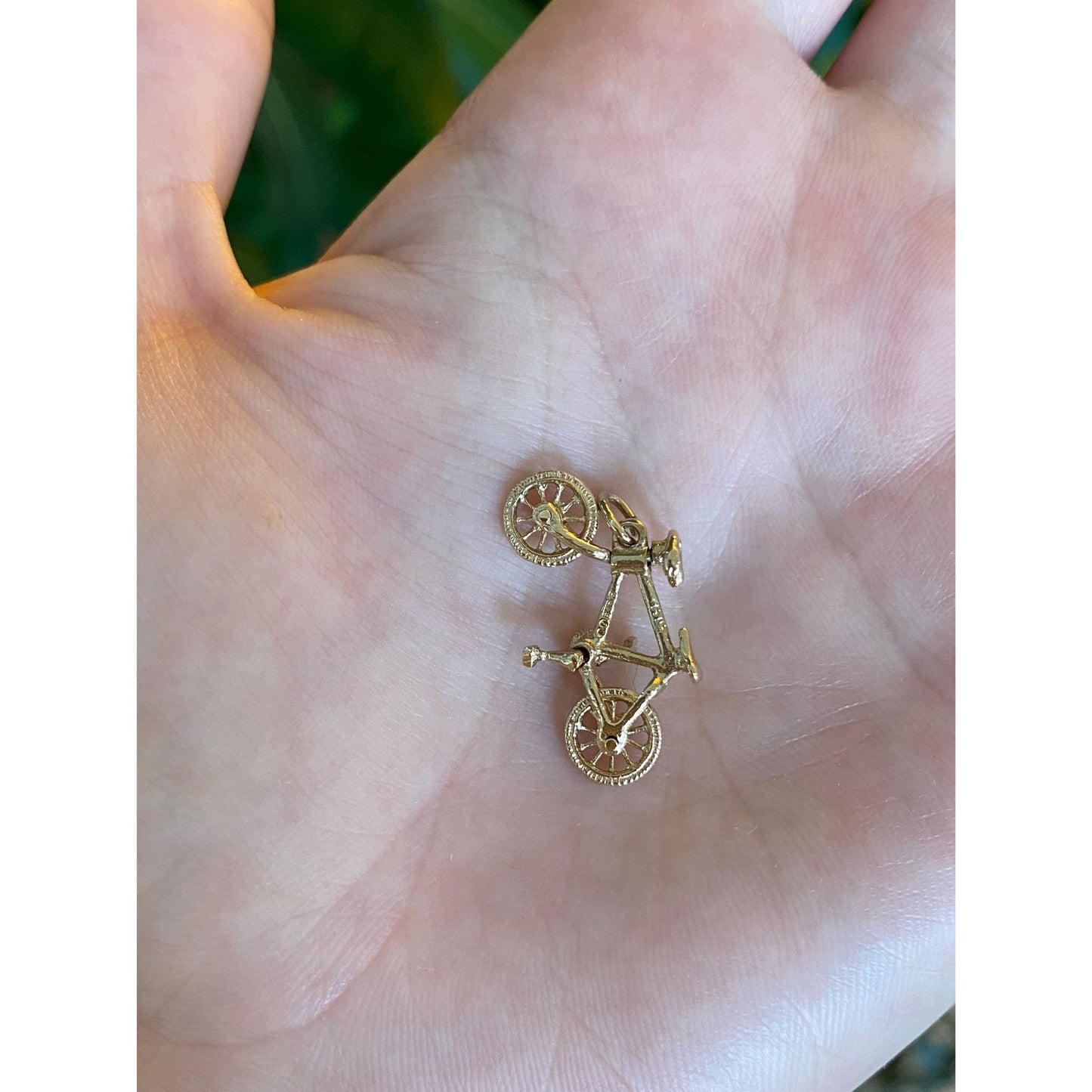 Vintage Solid 10k Yellow Gold Articulated Bicycle Charm