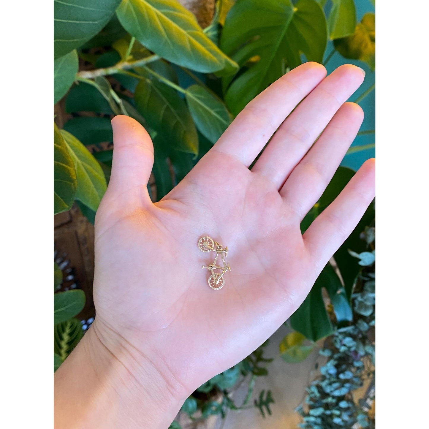 Vintage Solid 10k Yellow Gold Articulated Bicycle Charm