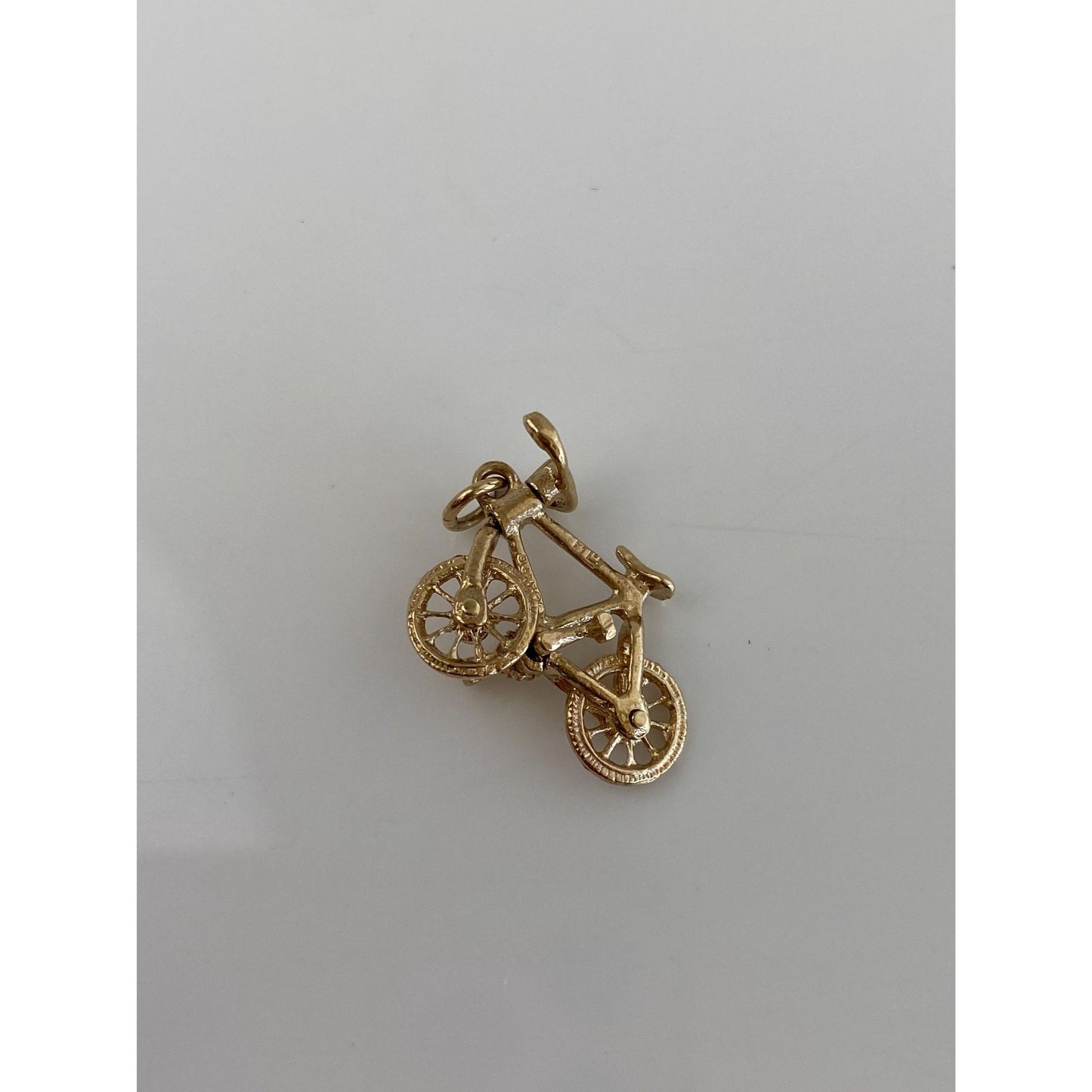 Vintage Solid 10k Yellow Gold Articulated Bicycle Charm