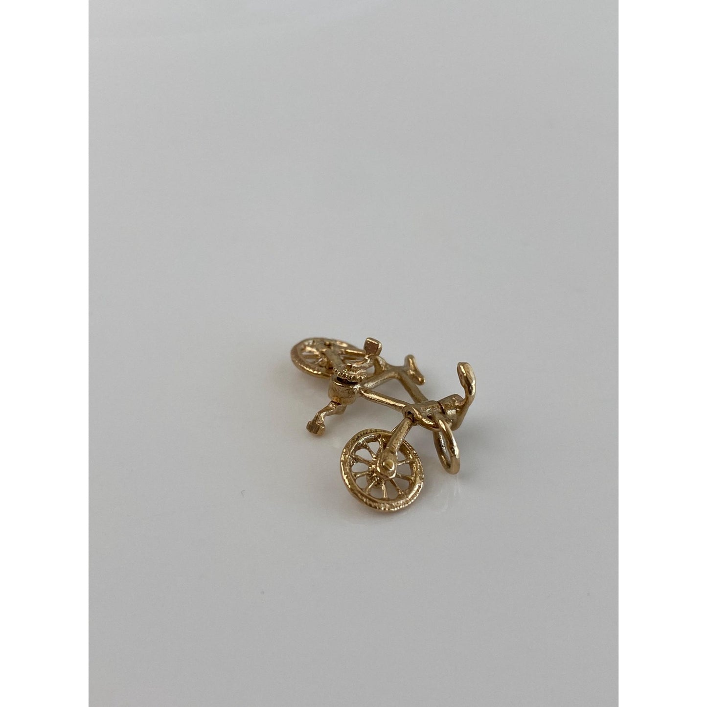 Vintage Solid 10k Yellow Gold Articulated Bicycle Charm
