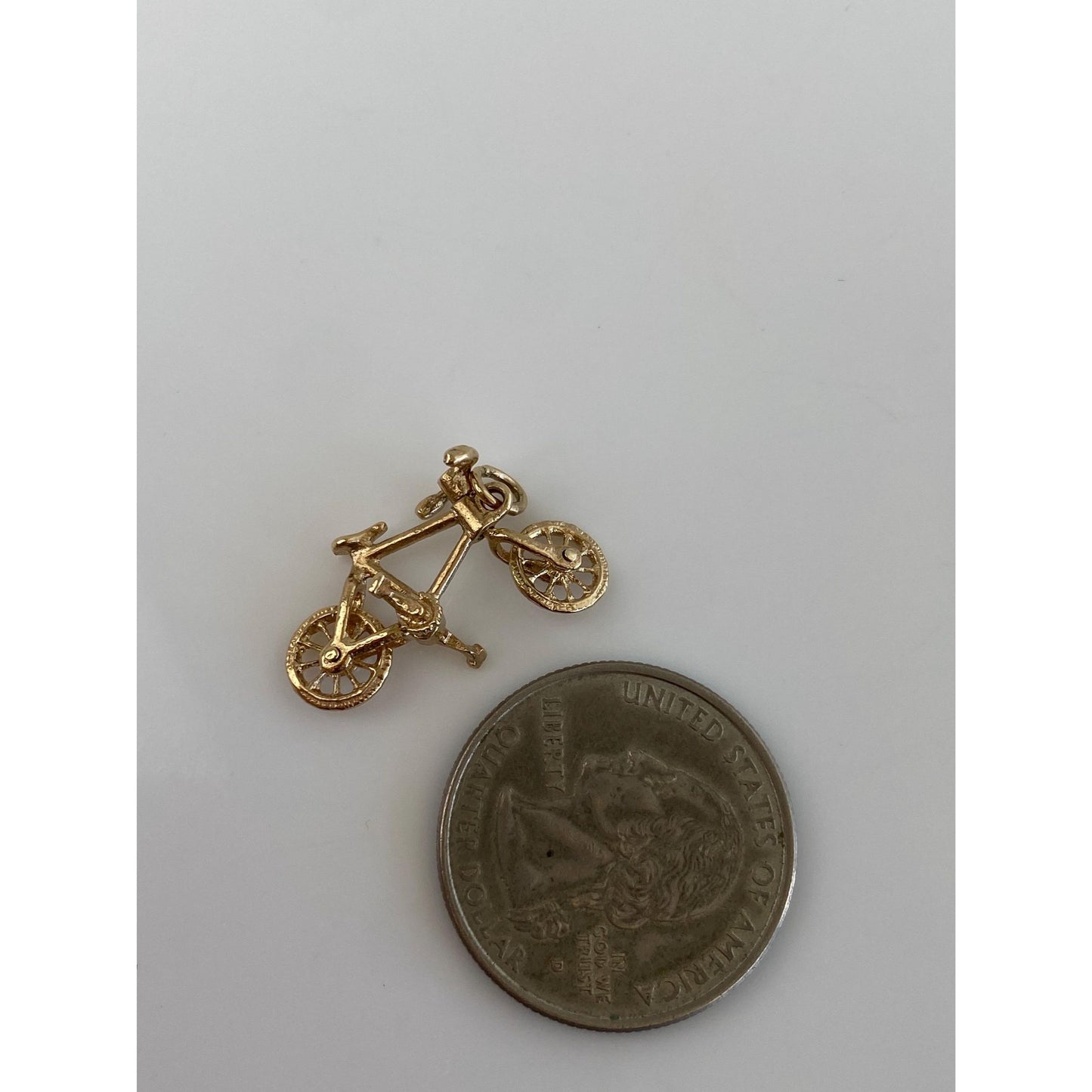 Vintage Solid 10k Yellow Gold Articulated Bicycle Charm