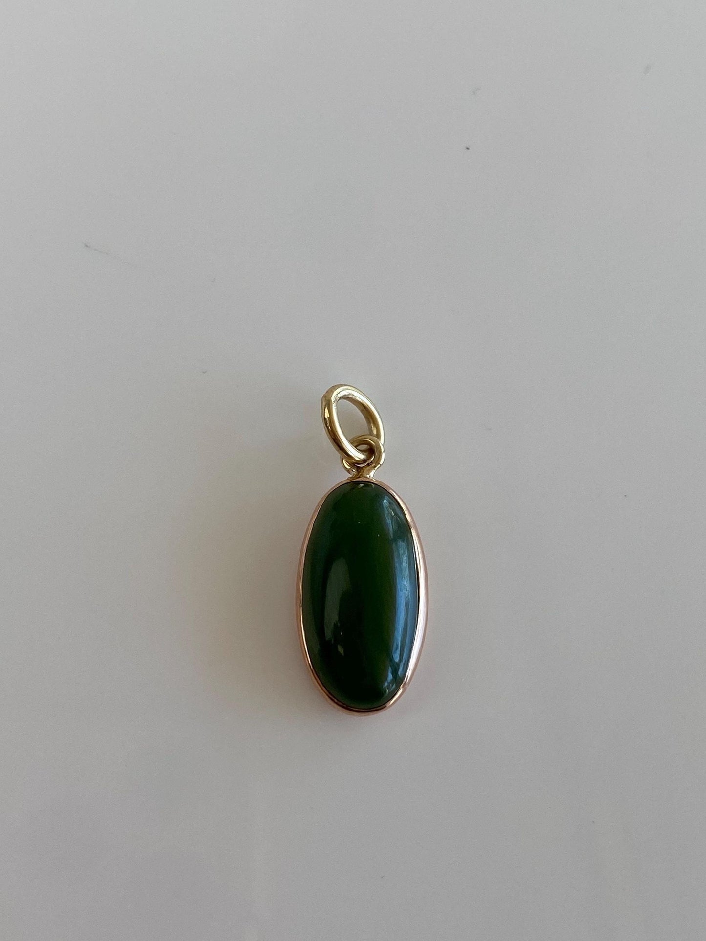 Vintage Solid 14k Yellow Gold Nephrite Charm