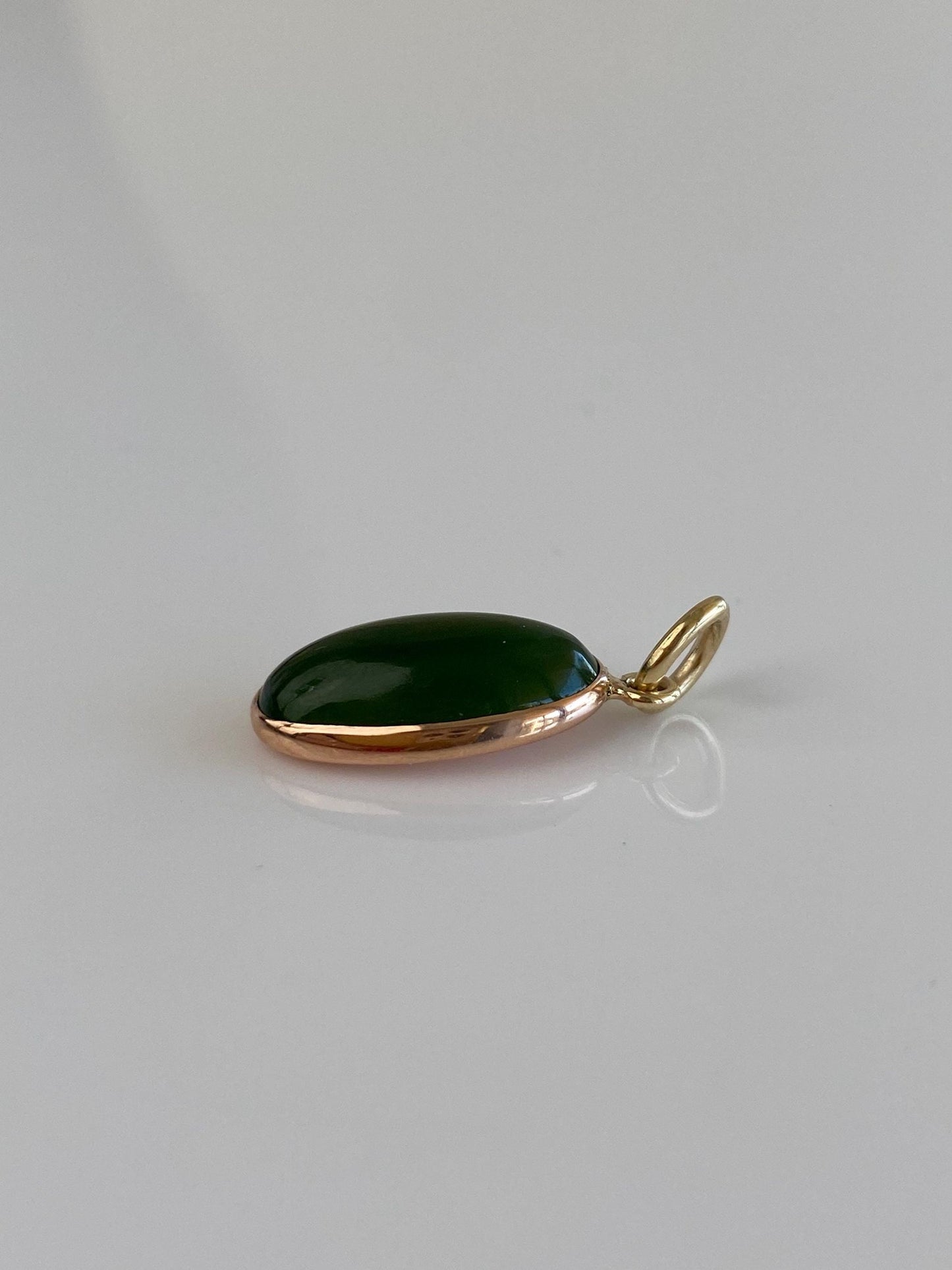 Vintage Solid 14k Yellow Gold Nephrite Charm