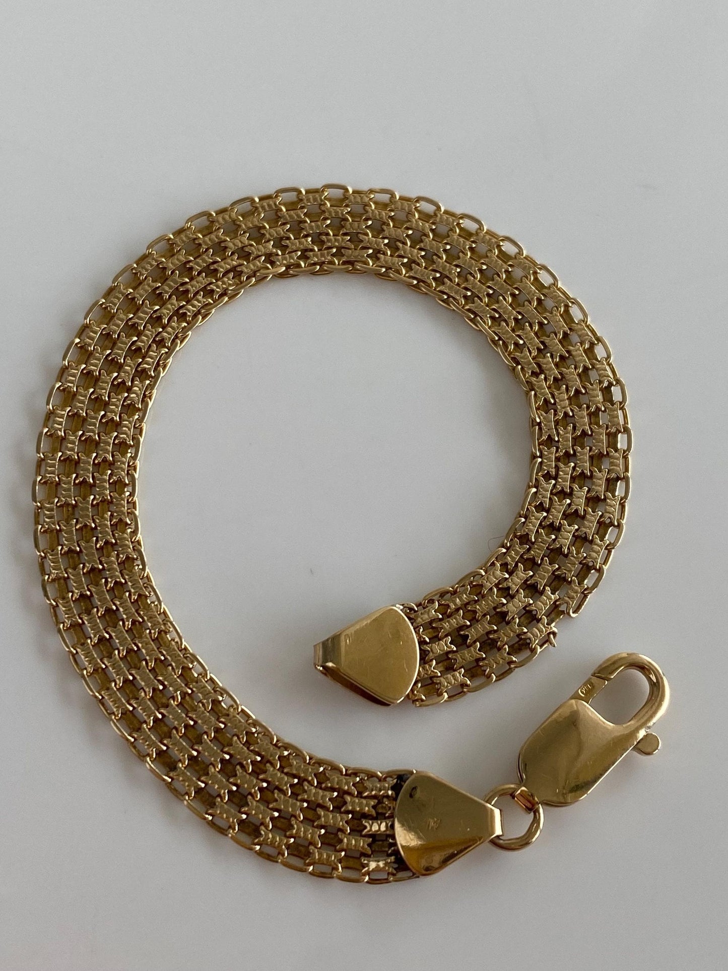 Vintage Solid 14k Yellow Gold Open Work Chain Bracelet - 7.25 inches