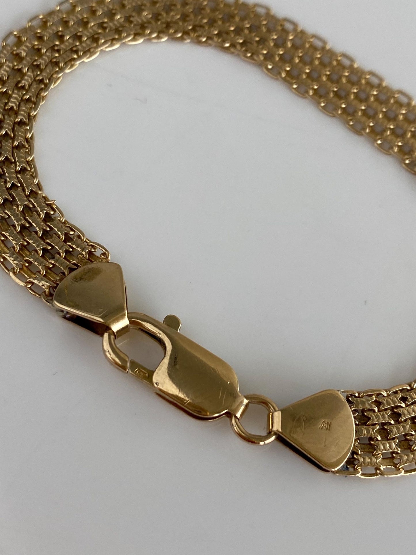 Vintage Solid 14k Yellow Gold Open Work Chain Bracelet - 7.25 inches