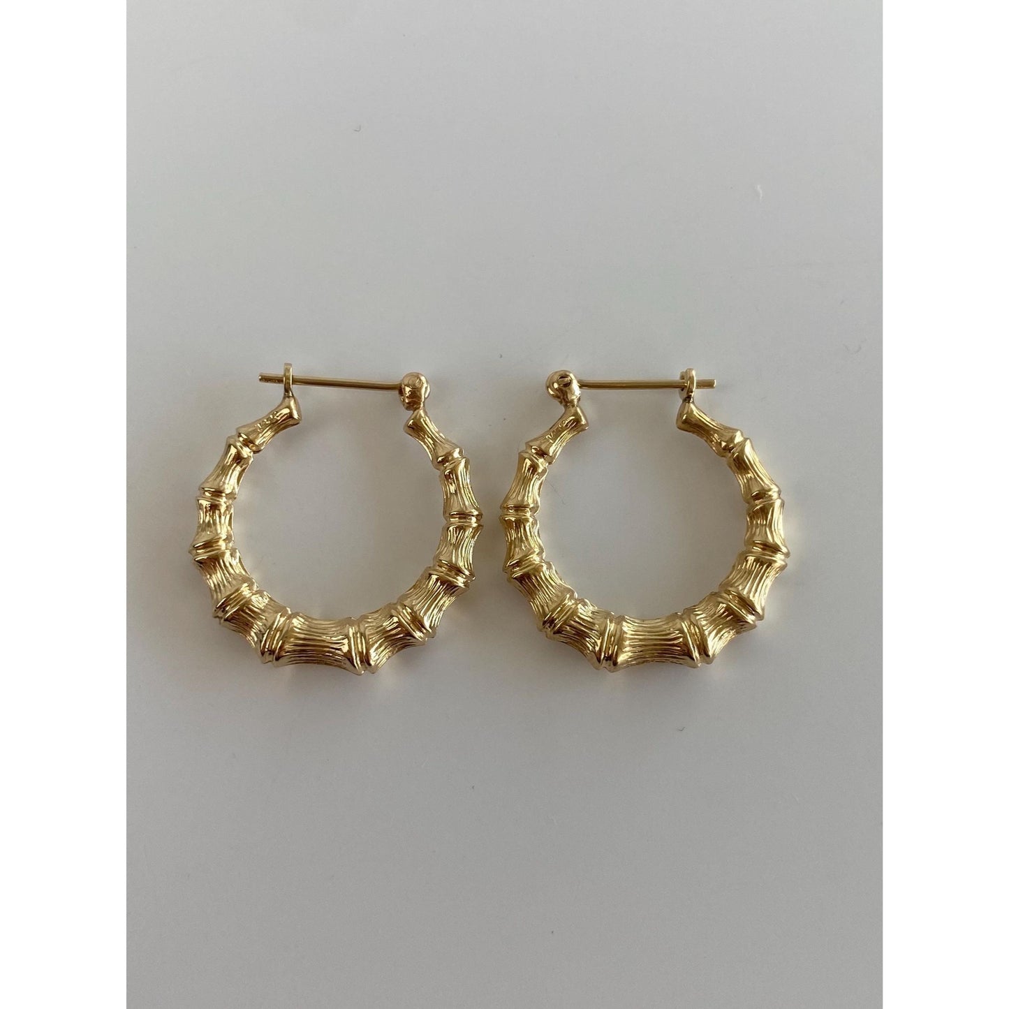 Vintage 14k Yellow Gold Bamboo Hoop Earrings