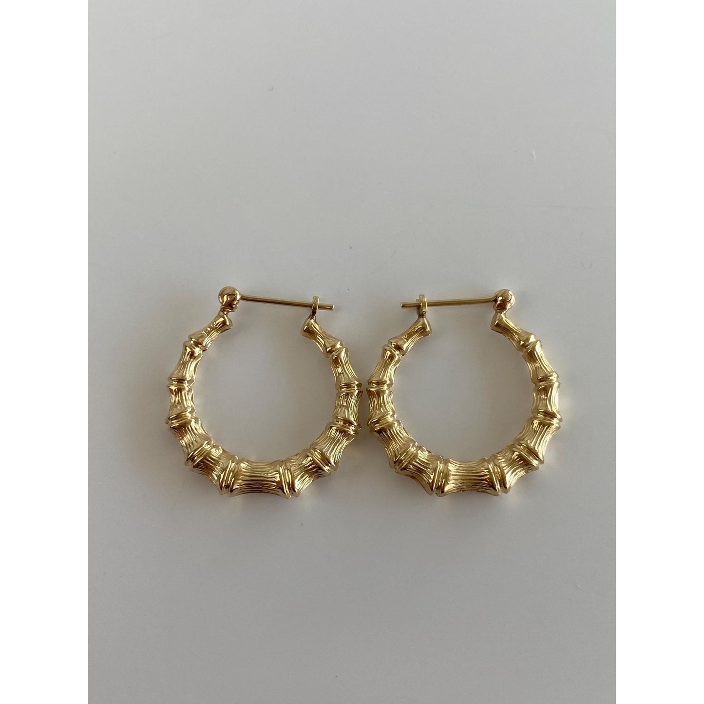 Vintage 14k Yellow Gold Bamboo Hoop Earrings