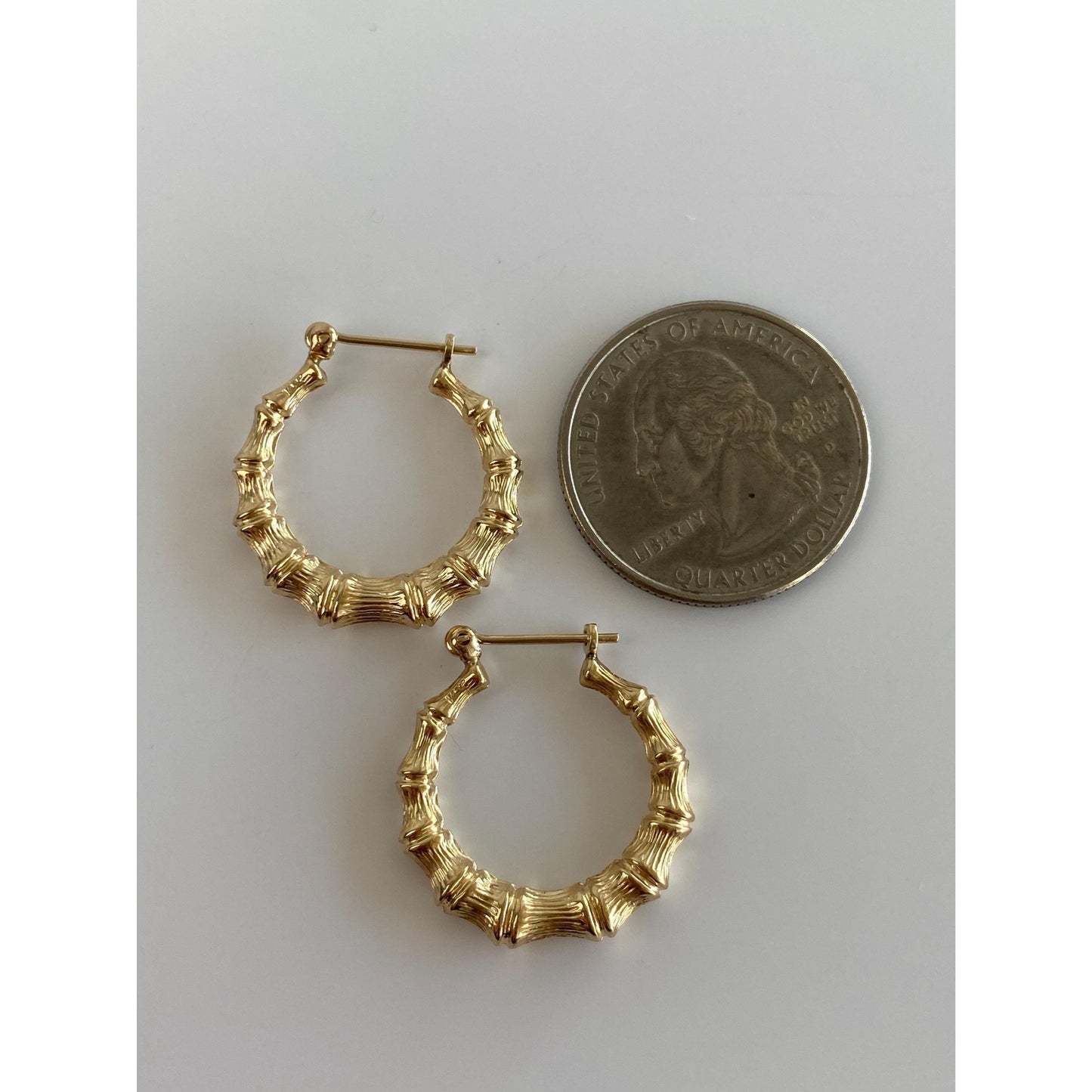Vintage 14k Yellow Gold Bamboo Hoop Earrings
