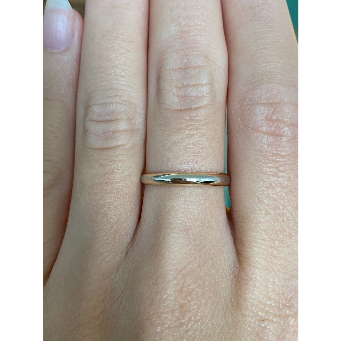 Vintage Solid 14k Yellow & White Gold Ring Band - Size 6.75