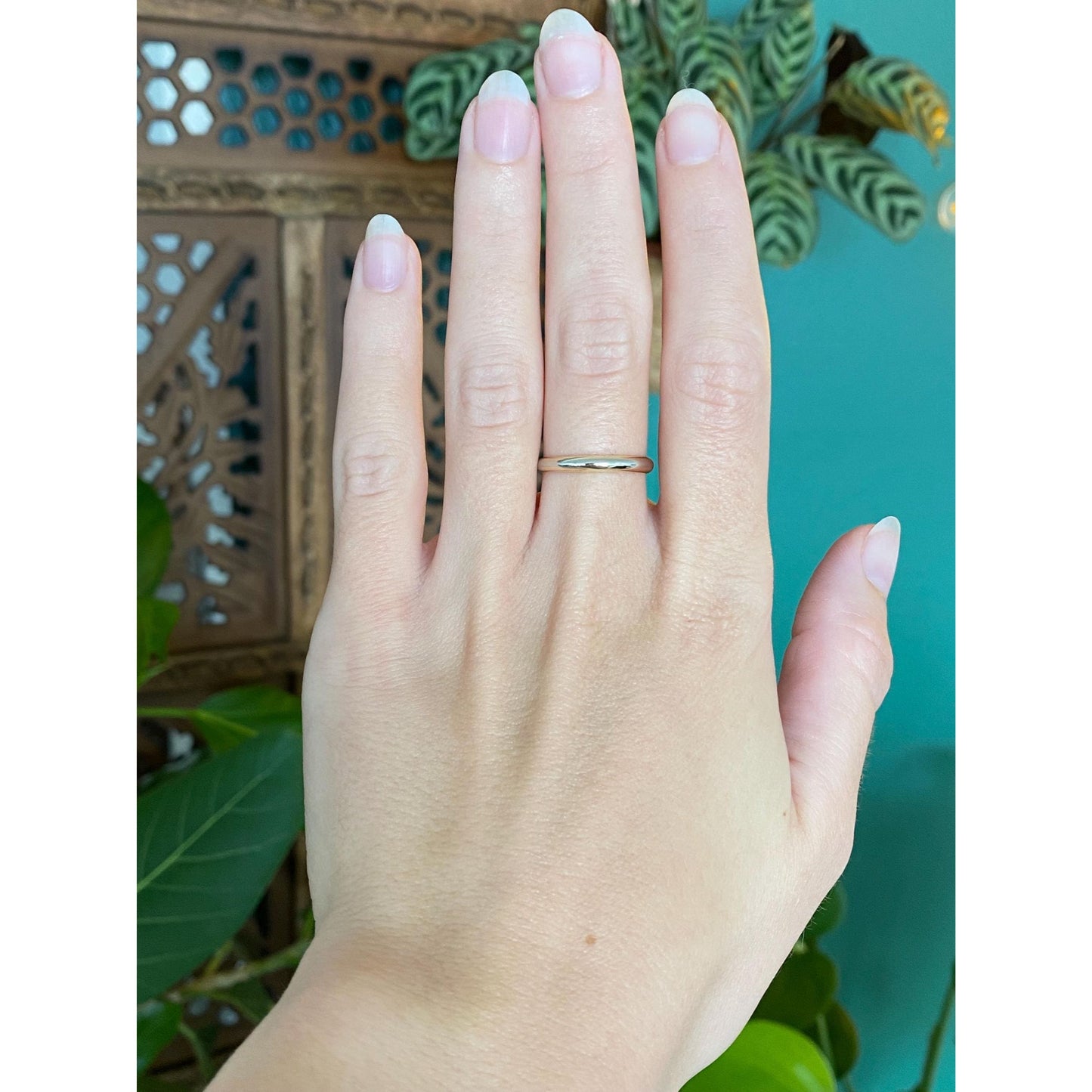 Vintage Solid 14k Yellow & White Gold Ring Band - Size 6.75