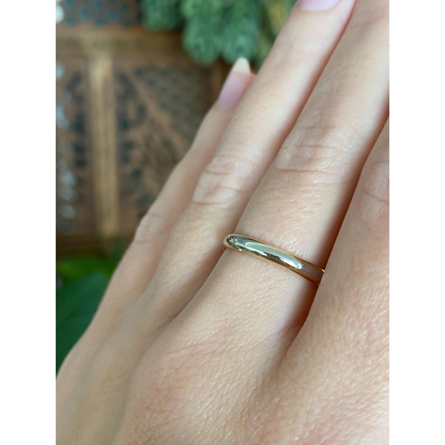 Vintage Solid 14k Yellow & White Gold Ring Band - Size 6.75