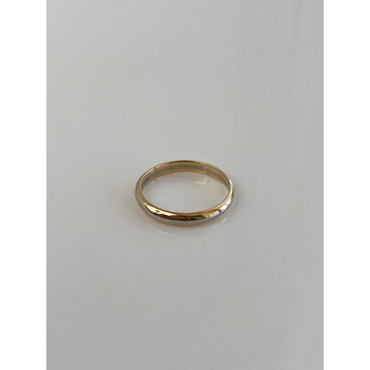 Vintage Solid 14k Yellow & White Gold Ring Band - Size 6.75