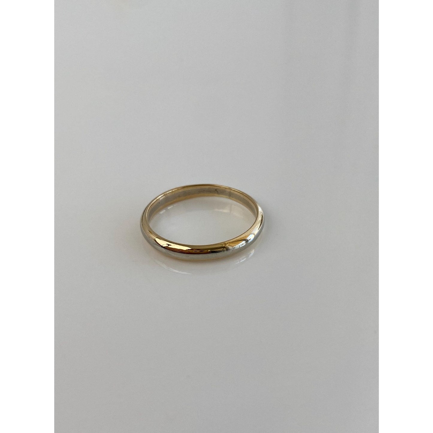 Vintage Solid 14k Yellow & White Gold Ring Band - Size 6.75